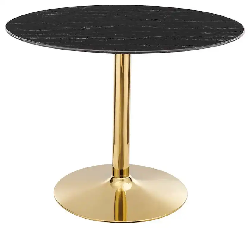 Modway Verne 40" Artificial Marble Dining Table, Gold/Black -EEI-4757-GLD-BLK