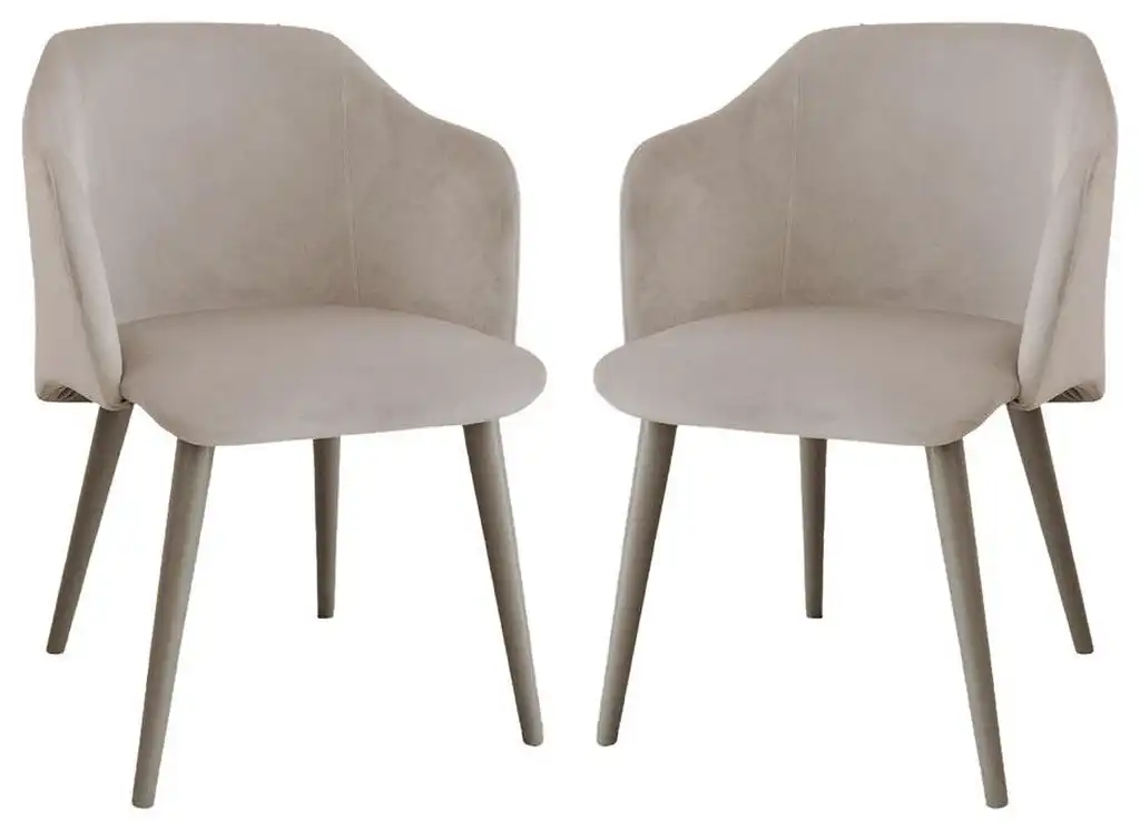 Monroe Set of 2 dining chair in gray velvet fabric.