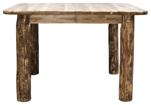 Montana Log Collection Wood Dining Table In Stained And Lacquer MWGCDT4PL