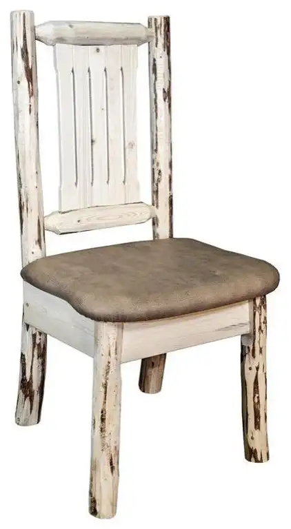 Montana Woodworks Transitional Wood Side Chair with Upholstered Seat in Natural