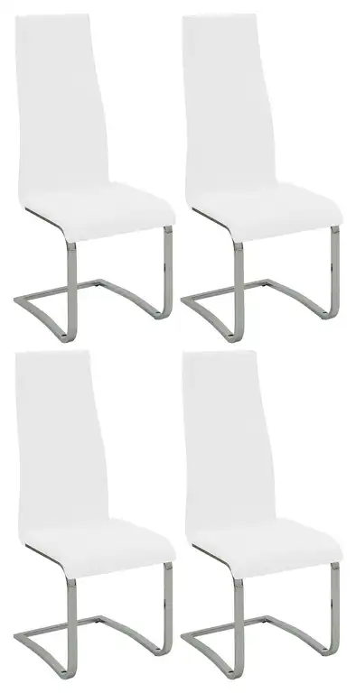 Montclair High Back Dining Chairs Black and Chrome, Set of 4 Side Chair White