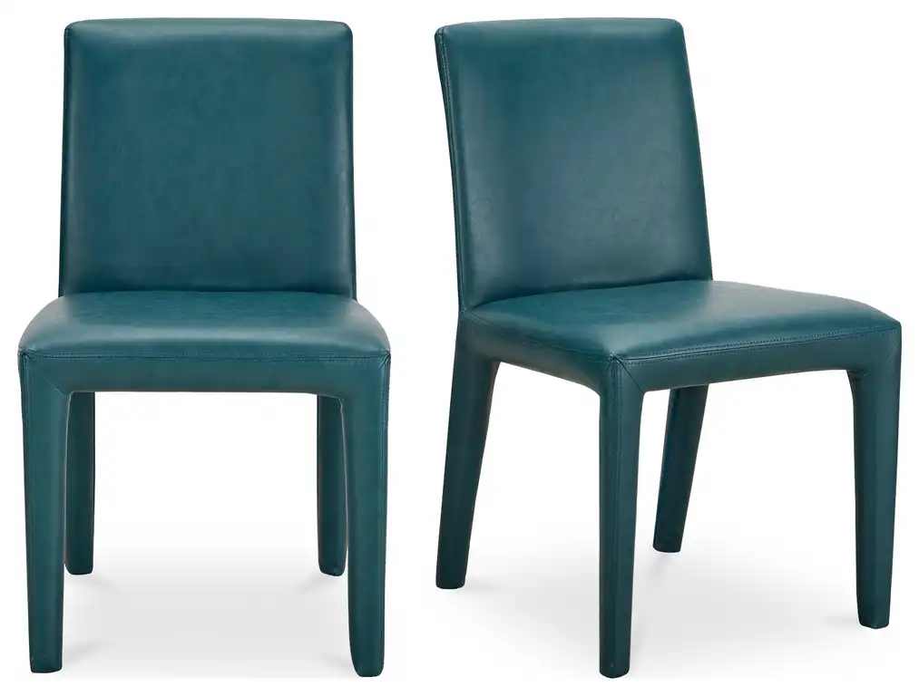 Monte Blue Teal Vegan Leather Dining Chair - Set Of Two