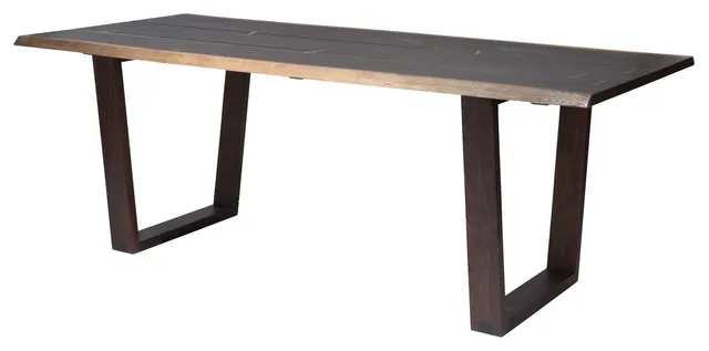 Napa Dining Table, Seared Oak With Brass Details, Short