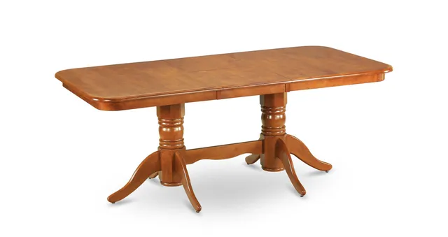 Napoleon Rectangular Round Corner Dining Table With 17", Self Storage Leaf