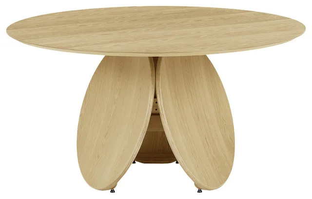 Natural Oak Round Dining Table 58"