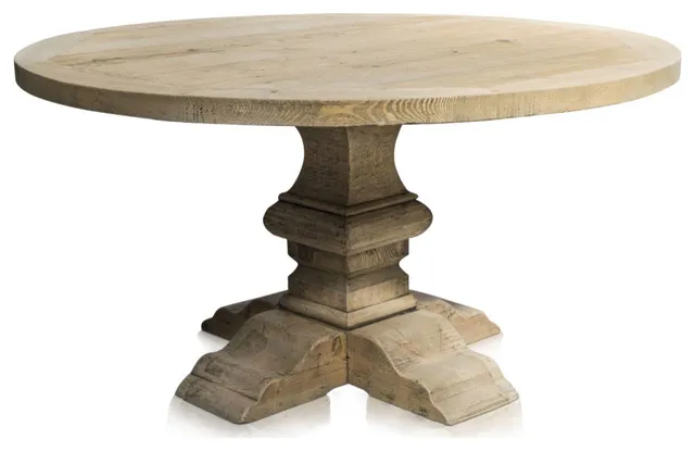 Natural Round Dining Table, Versmissen Column, Medium