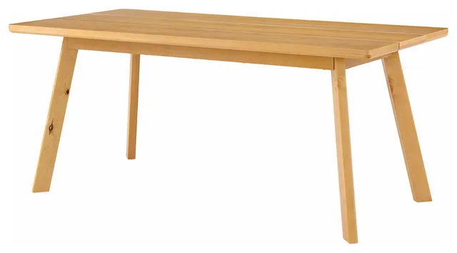 Natural Wood Dining Table, Rounded Rectangle Top & Sloped Birch Legs