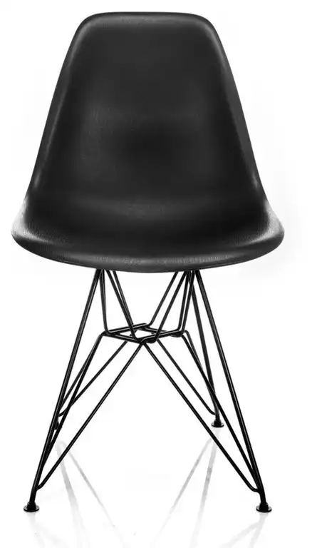 Nature Series Black Wood Grain DSR Mid-Century Modern Chair, Black Steel Leg