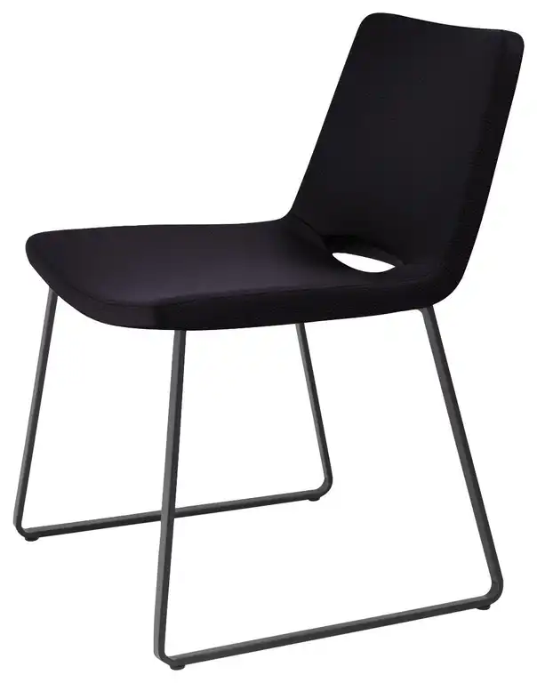 Nevada Sled Chair, Black Powder Base, Black Leatherette