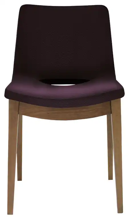 Nevada Wood Chair, Solid Beech Walnut Base, Brown Leatherette