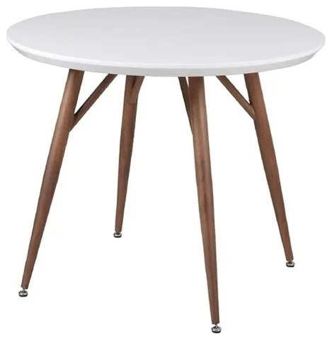 New Spec 42" Round Glossy Dining Table Metal Painting Wooden In White