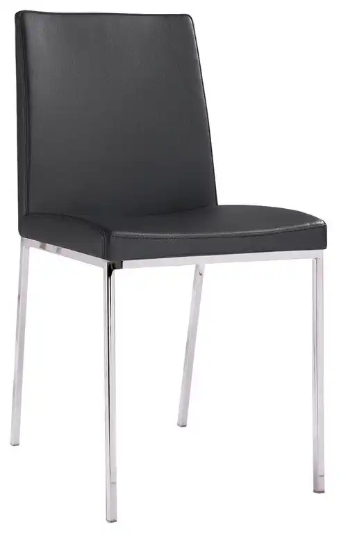 New York Leather Dining Chair, Black