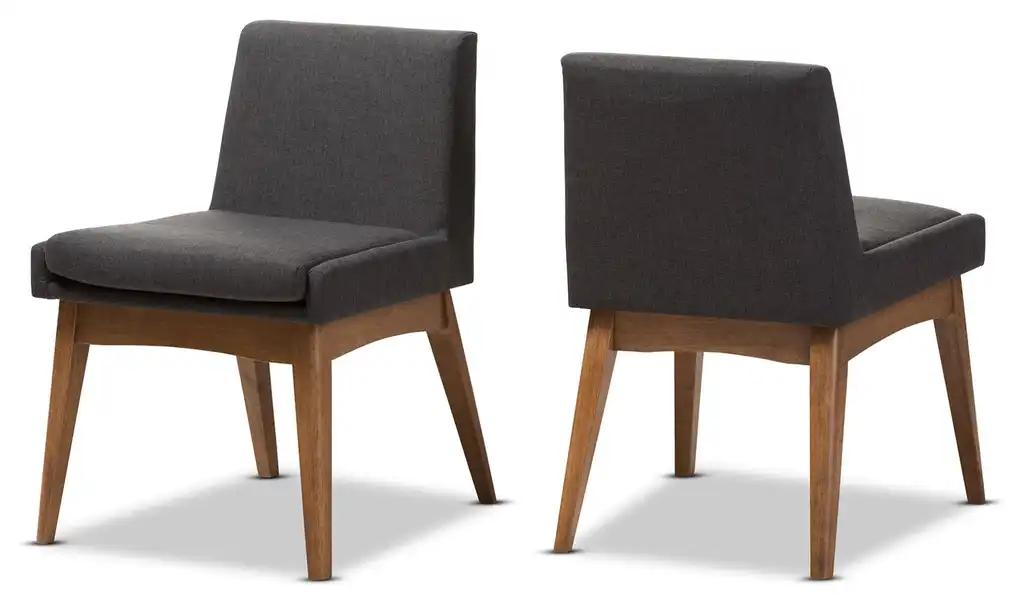 Nexus Mid-Century Modern Dark Gray Fabric Dining Side Chair, Set of 2