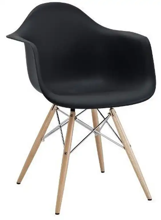 Nicer Furniture Set of 1 Black  Armchair with Natural Wood Legs