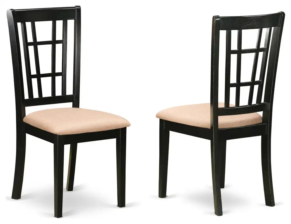 Nicoli Kitchen Chair With Linen Fabric Seat Set of 2