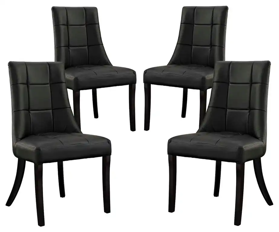 Noblesse Dining Chair Faux Leather Set of 4, Black