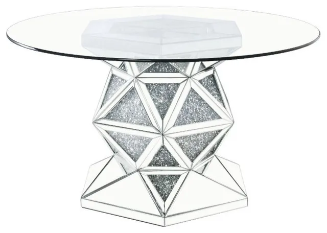 Noralie Dining Table, Mirrored & Faux Diamonds