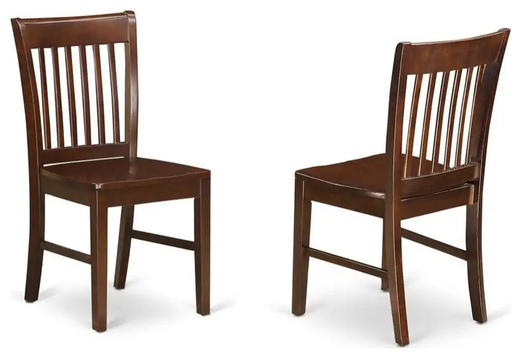 Norfolk Kitchen Dining Chair With Wood Seat , Mahogany Finish, Set of 2