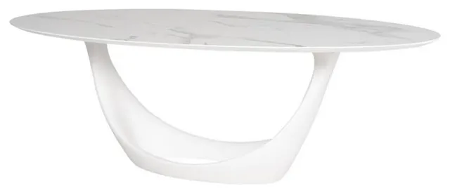 Nuevo Montana 92.8" Ceramic & Fiber Glass Polymer Dining Table in Matte White