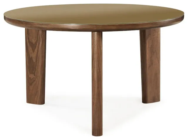 Oani Walnut and Glass Round Dining Table