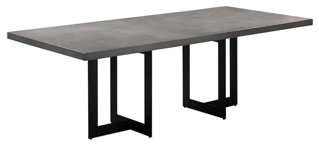 Odet Rectangular 87 Dining Table in Concrete and Black Metal