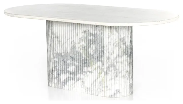 Oranda Dining Table, Polished White Marble,  Sealant