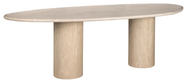 Organic-Shaped Travertine Dining Table, OROA Renaissance