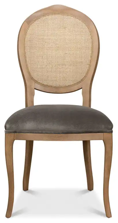 Oval Cane Back Set Chair Drftwd Charcoal