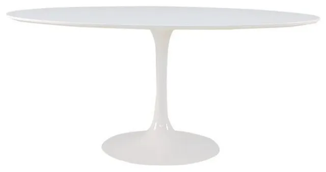 Oval Tulip Dining Table White Top, 66x48
