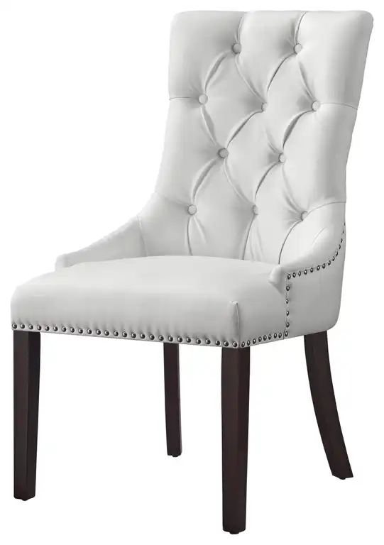 Owen Dining Chair Tufted Nailhead Trim, Set of 2, White Leather