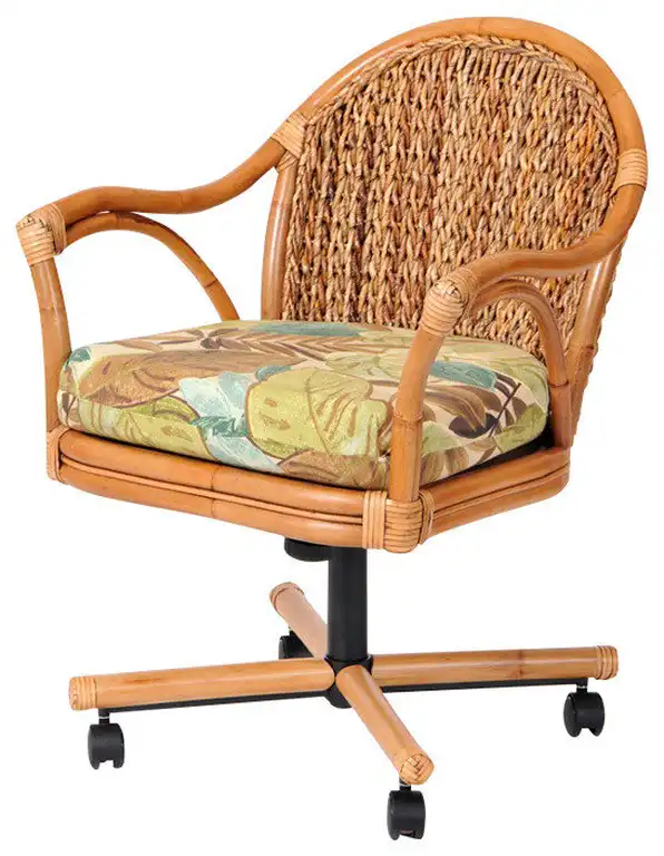 Panama Tilt Swivel Caster Chair In Antique Honey With Dum Dum Natural