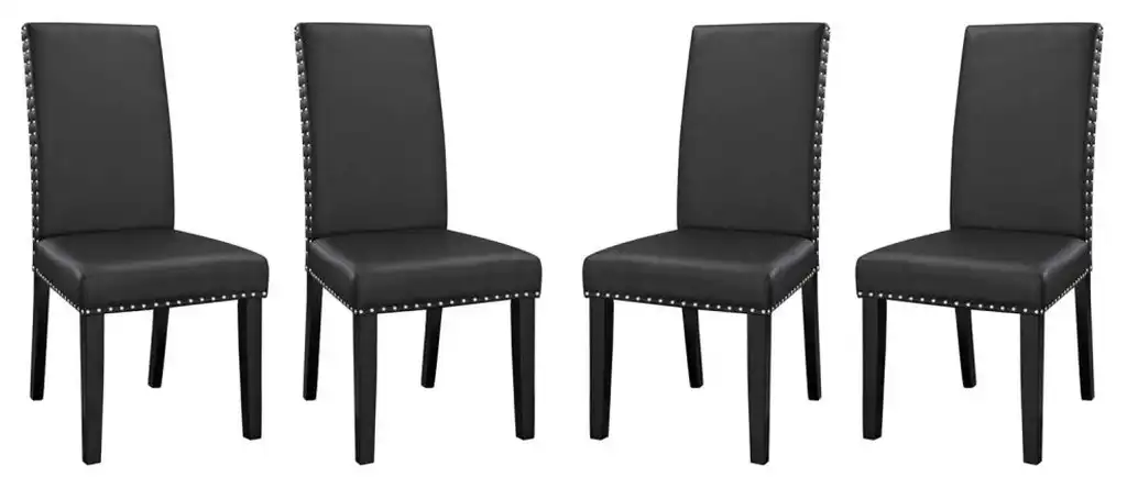 Parcel Dining Side Chair Vinyl Set of 4, Black