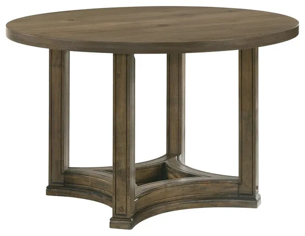 Parfield Round Dining Table, Weathered Oak Finish