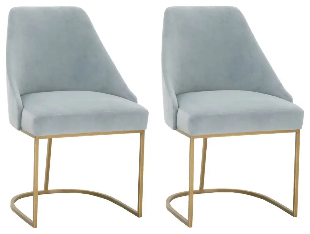 Parissa Dining Chair, Set of 2 Coastal Velvet, Brushed Gold