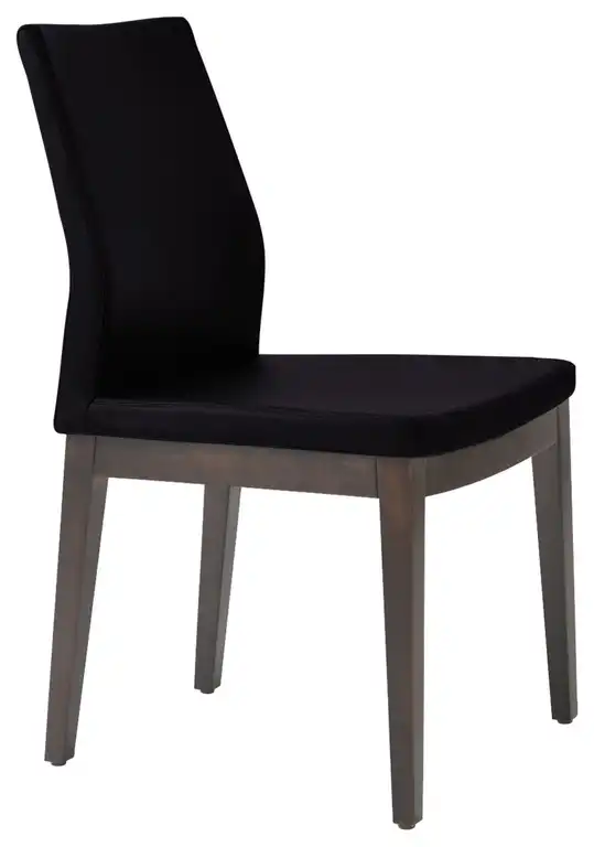Pasha Wood High Back Chair, American Walnut Base, Black Genuine Leather