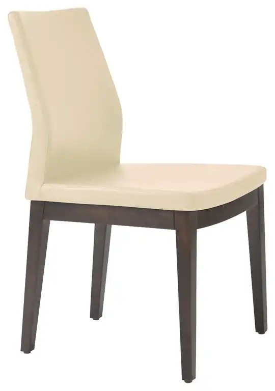 Pasha Wood High Back Chair, American Walnut Base, Cream Leatherette