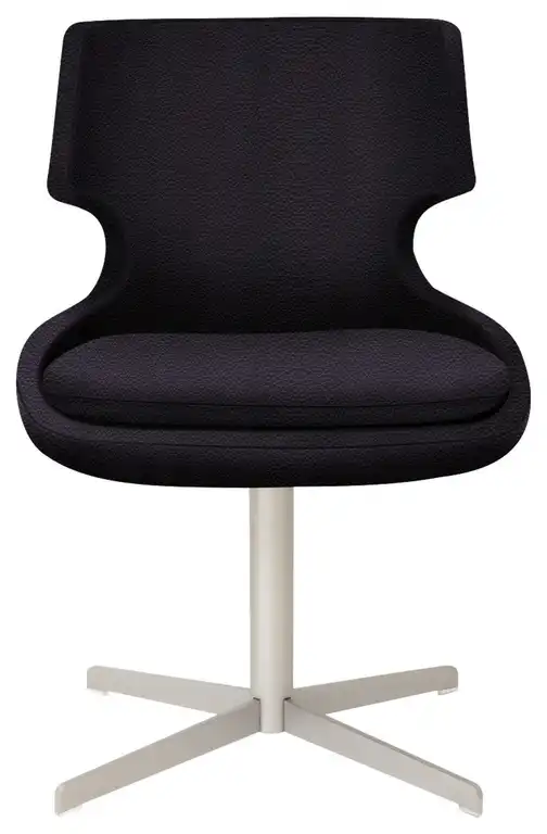 Patara 4 Star Chair, Matte Brushed Nickel Base, Black Leather, Top-Grain