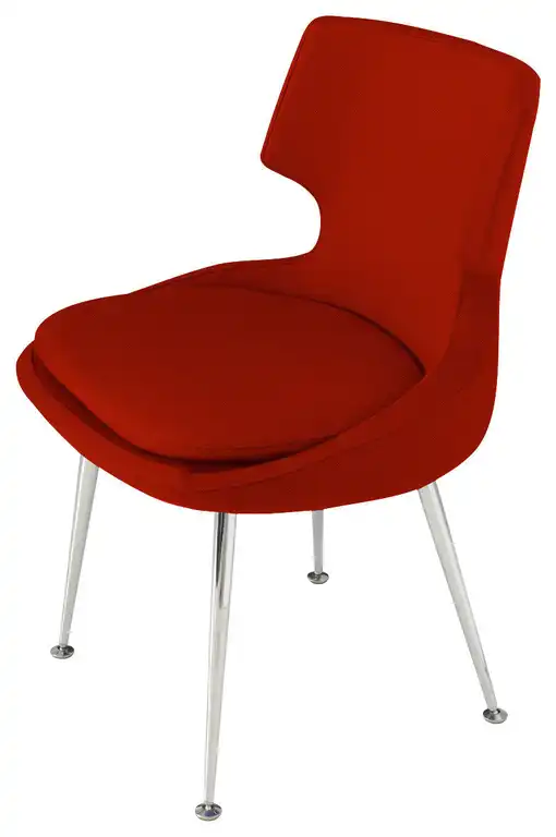 Patara Chair, Chrome Base, Dark Blue Fabric, Oalo, Orange Fabric, Chrome