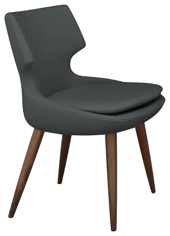 Patara Wood Chair, Walnut Finish Base, Dark Gray Camira Wool