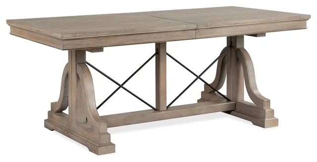 Paxton Place Dovetail Grey Extendable Trestle Dining Table