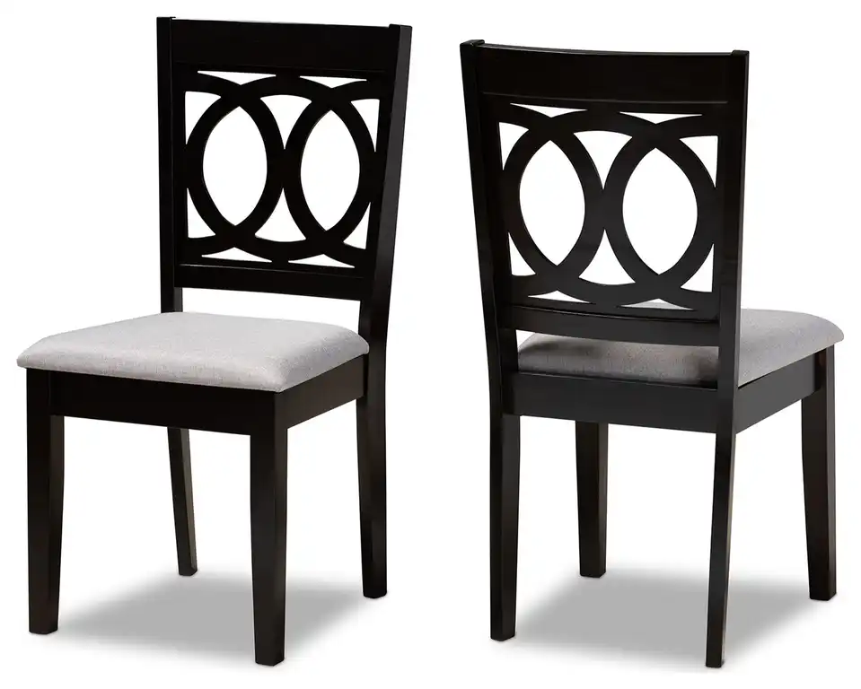 Paz Upholstered Wood 2-Piece Dining Chair Set, Grey/Espresso