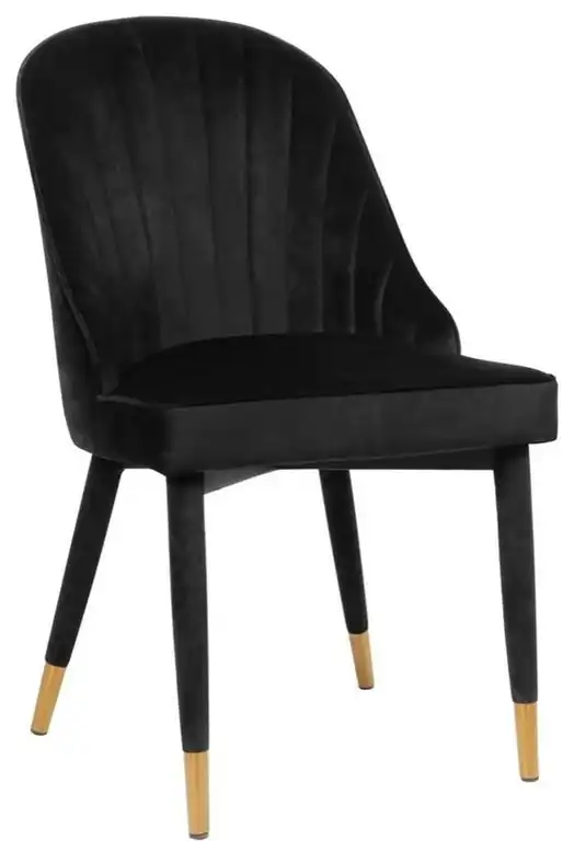 Pemberly Row 19.7" Contemporary Velvet Dining Chair in Black (Set of 2)