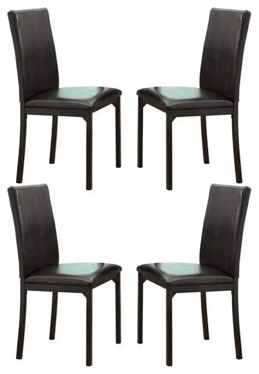 Pemberly Row 19" Contemporary Metal Dining Room Chair in Black (Set of 4)