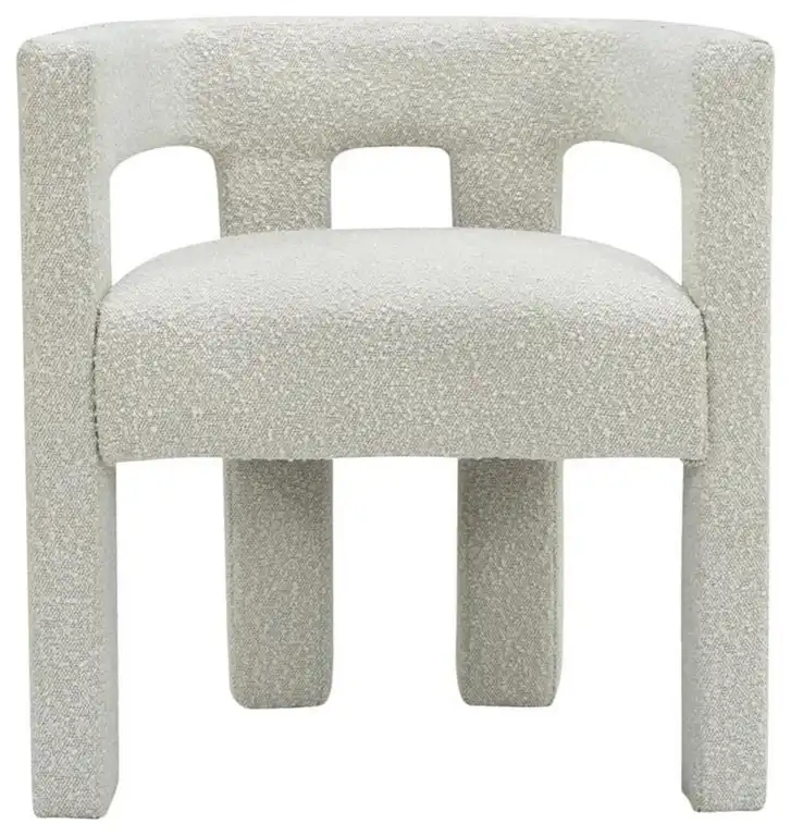 Pemberly Row Contemporary Cream Boucle Fabric Accent/Dining Chair