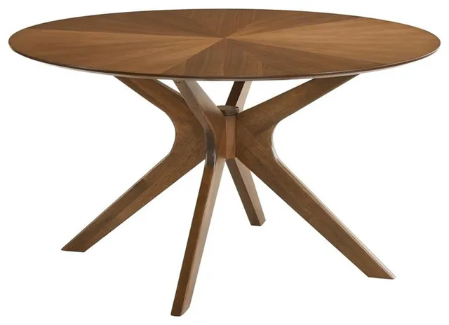 Pemberly Row Mid-Century Wood Dining Table in Rich Walnut Veneer