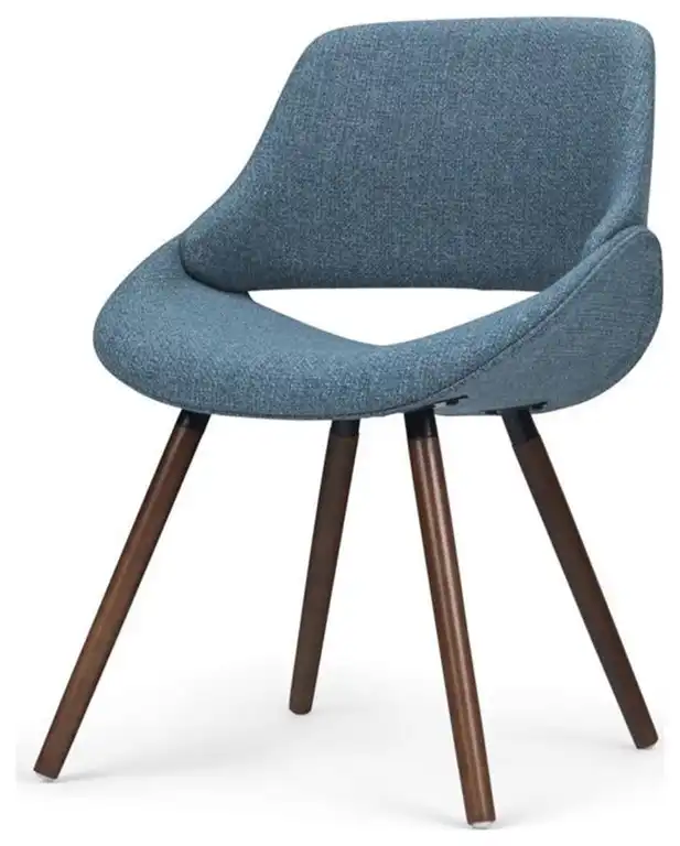 Pemberly Row Modern Solid Wood Dining Chair in Denim Blue Finish