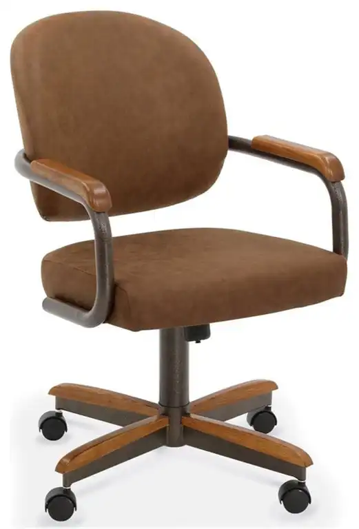 Pemberly Row Solid Wood Dining Chairs In Chestnut and Texture Bronze Finish