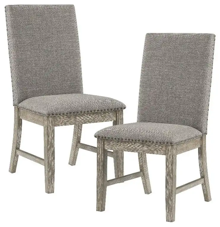 Pemberly Row Wood and Fabric Dining Chairs in Brownish Gray (Set of 2)