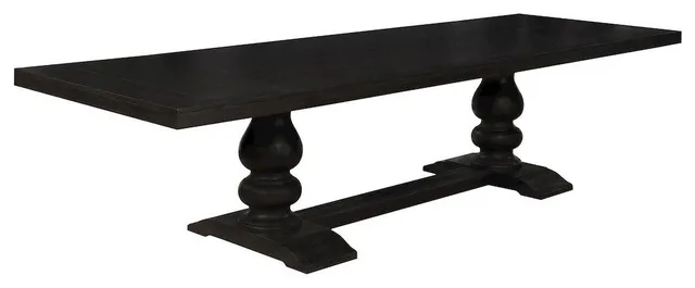 Phelps Rectangular Trestle Dining Set Antique Noir and Beige