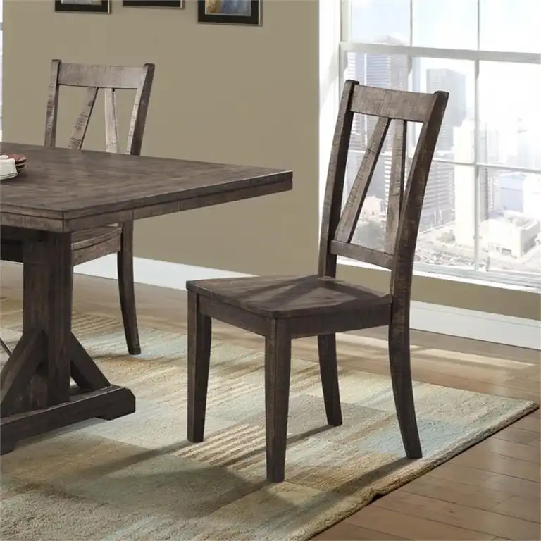 Picket House Furnishings Flynn Wooden Side Chair in Walnut (Set of 2)